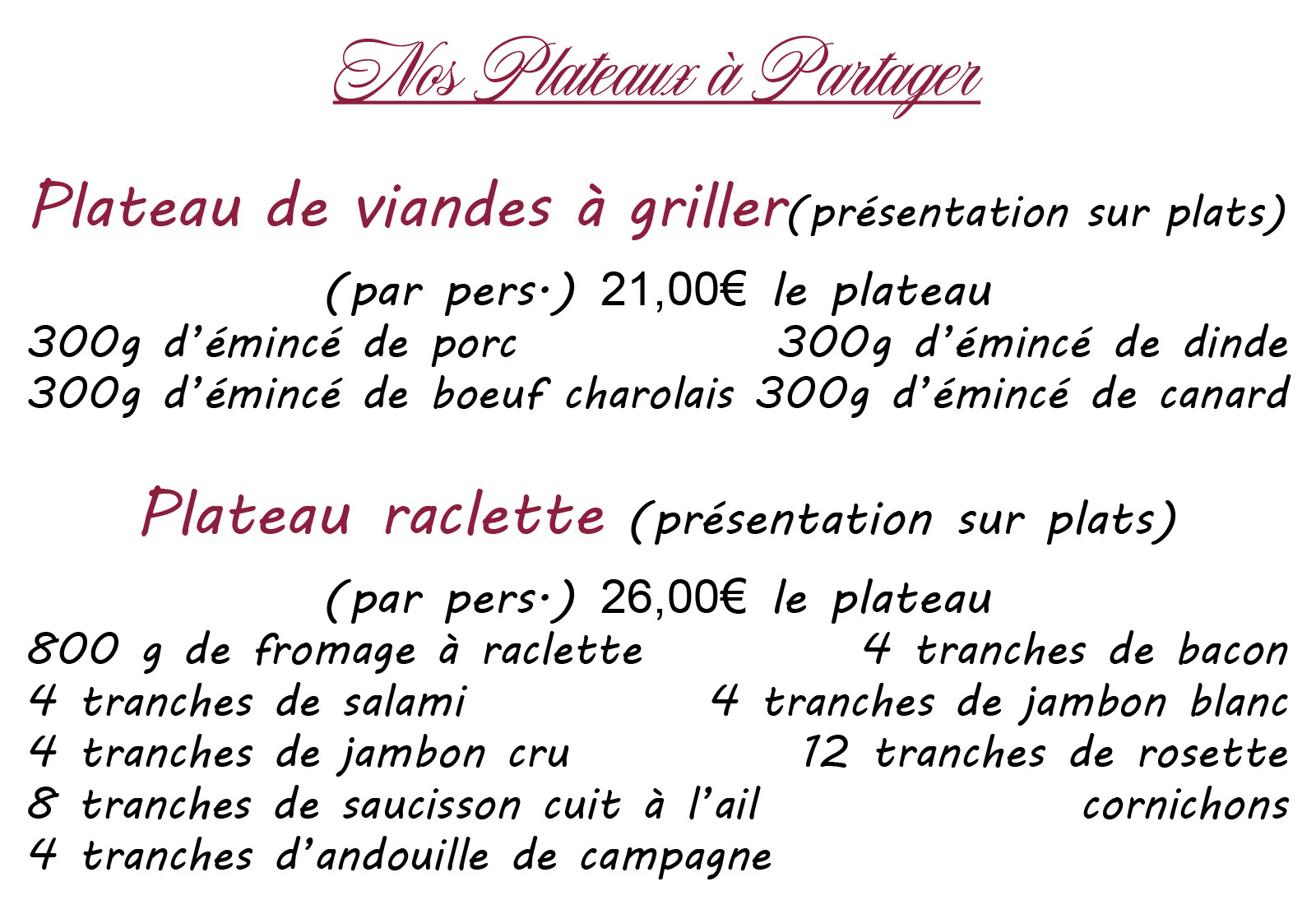 Plateaux a partager